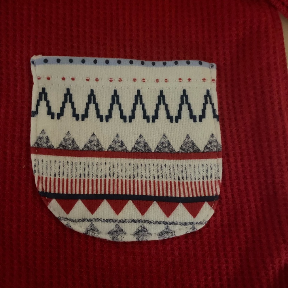 NWT  Red Waffle Knit Hoodie 2 Front Pockets Button Front 6-9M First Impressions - Picture 4 of 11